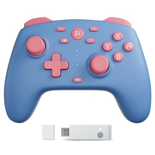 Wireless Switch Controller for Switch/Lite/OLED/Switch 2, Hall Effect Triggers & Joysticks/Wake-Up Function/Turbo, Switch 2 Controller with 2.4G Adapter/2 Macro Buttons, Switch 2 Pro Controller Blue - color: Light Blue