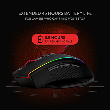 Redragon M686 Wireless RGB Optical Gaming Mouse 16000 DPI Remapping Keys | Cable-Free 0 Delay, Smooth Precise Tracking, Custom Macro Keybinds, Vibing Backlight, Ergonomic Grip Body Comfort