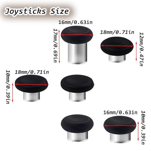 7 in 1 Metal Magnetic Thumbsticks for Xbox Elite Series 2 Controller,Swappable Magnetic Analog Stick Joystick Replacement for Xbox Elite Series 2/Elite Series 2 Core + 1 Tool(Black)