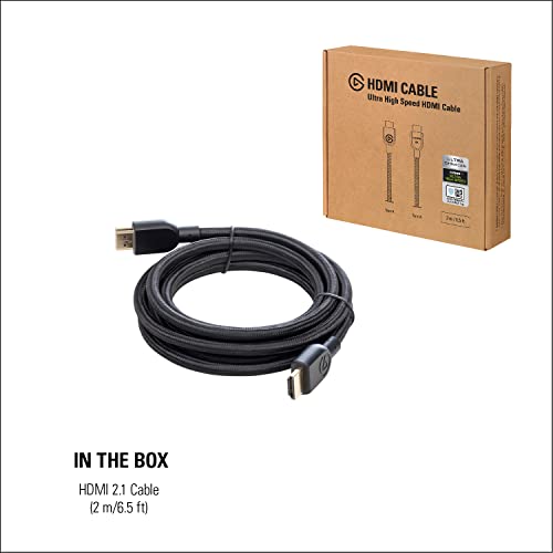 Elgato Ultra High Speed HDMI Cable, Certified 2.1 | 48 Gbit/s bandwidth, Supports 8K60 and 4K120, VRR and ALLM, eARC with Dolby Atmos, Braided jacket, 6.5ft length