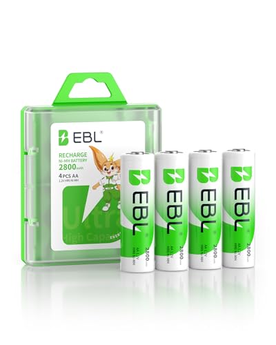 EBL AA 2800mAh High Performance Ni-MH Rechargeable Batteries, 4 Pack - size: 4 Count (Pack of 1)