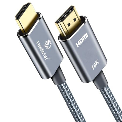 16K HDMI 2.2 Cable 10ft, 96Gbps High Speed, 16K@60Hz 8K@120Hz 4K@480Hz HDMI Cord with eARC, HDCP 2.2&2.3,HDR10, eARC, VRR & ALLM, Braided HDMI for PS5, Xbox Series X, Gaming PC, TV, Monitor, Projector - size: 10 FT
