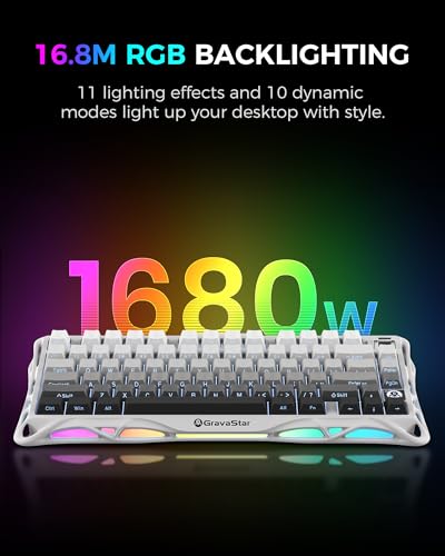GravaStar Mercury K1 75% Wireless Mechanical Gaming Keyboard RGB Backlit | Gasket Mount, Hot Swappable Linear Switches, Creamy Sound Keyboard, 2.4GHz/USB-C/Bluetooth 5.0, for Win/Mac【Gradient White】 - color: Gradient White