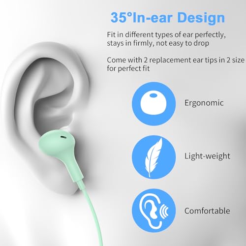 USB Earbuds with Microphone for PC Laptop,Wired USBA Headset with Mic in Ear Buds Noise Isolating Light Laptop Earphones Headphones for Dell HP Surface Computer Office Zoom Work Gaming School,Green - color: Green