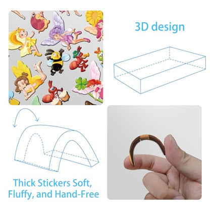 Kalysky Dress Up Sticker Books for Girls Ages 2-4 4-8, Reusable Puffy 3D Sticker Books for Toddlers 2-4 Years, Include Princess Mermaid Fairy and Fashion Girl,Activity Book for Toddlers 1-3 - color: 4 Set - Princess/Mermaid/Fairy/Fashion