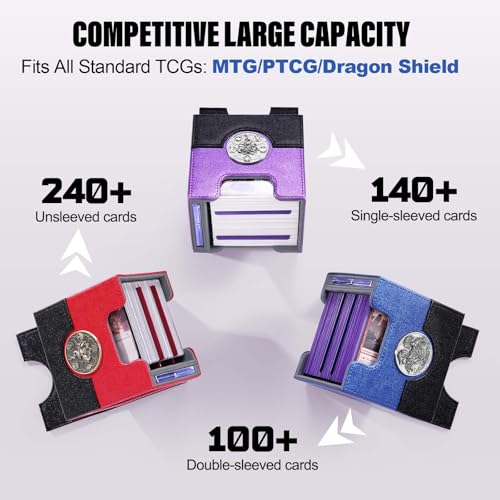 Kabinka Commander Deck Box for MTG, Card Deck Box with Dice Tray | Holds 100 Double-Sleeved Cards, for TCG/PTCG, Patented Design,with 35PT Magnetic Card Holder (Black& Blue, Dragon) - color: C-Black& Blue, Dragon