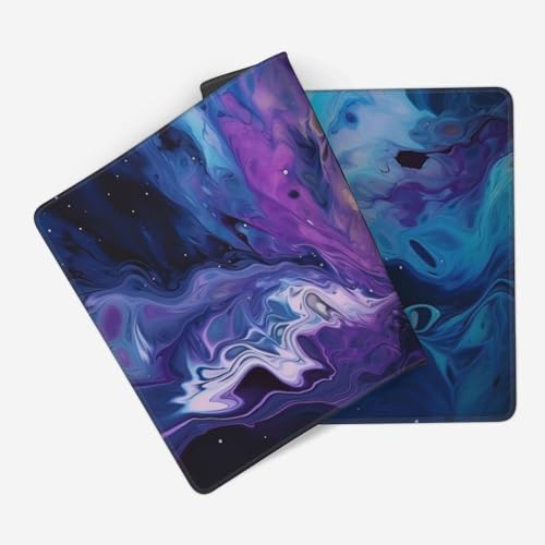 Large Desk Mat with Non-Slip Base, 35.4" x 15.7", Galaxy Marble Design, Wrist Rest and Coaster Included - color: Marble
