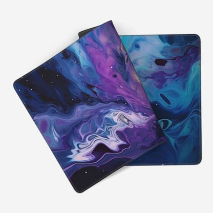 Large Desk Mat with Non-Slip Base, 35.4" x 15.7", Galaxy Marble Design, Wrist Rest and Coaster Included - color: Marble