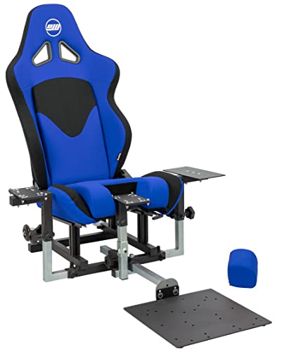 SimFab Modular Flight Simulator Pit For Combat Simulation. DCS Edition. Compatible With Thrustmaster Warthog, WinWing, VirPil, VKB And Alike Controls. Upgradable To General Aviation or Sim Racing - color: blue seat