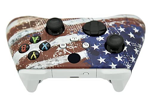 Hand Airbrushed Fade Custom Controller Compatible with Xbox Series X/S & Xbox One (Series X/S U.S Flag/White) - color: Series X/S U.S Flag/White