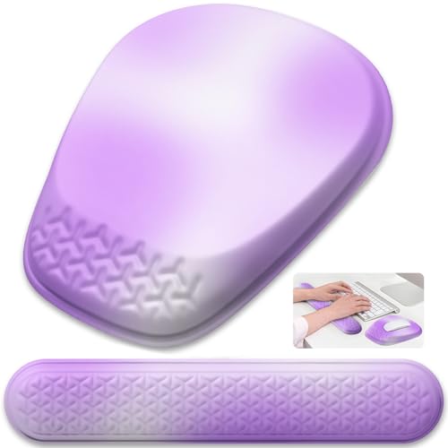 Mouse Pad with Wrist Rest, Comfortable Memory Foam Wrist Rest for Computer Keyboard, Ergonomic Mouse Pad Set for Easy Typing & Pain Relief - Gradient Purple - color: Gradient Purple