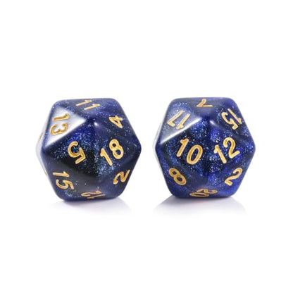 10 Pieces Polyhedral Dice Set D20 Dice 20mm Acrylic 20 Sided Game Dice for Dungeons and Dragons RPG MTG DND Dice Table Games (Starry Blue Black) - color: Starry Blue Black