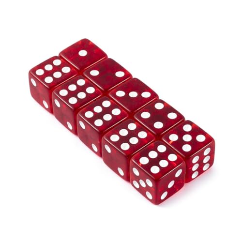 10 Pieces Polyhedral D6 Dice Set, 6 Sided Dice 16mm for RPG MTG DND Table Games (Transparent Dark Red) - color: Transparent Dark Red