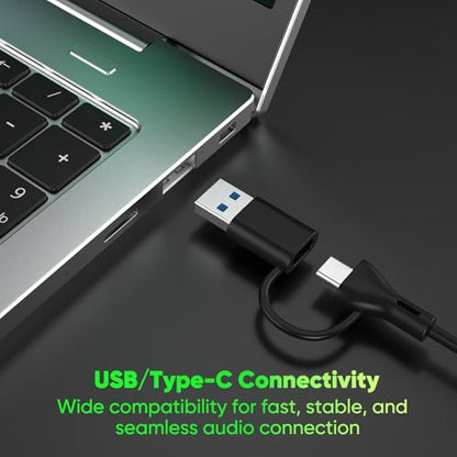 INGA Computer Speakers with Detachable Mic, Plug-and-Play USB Soundbar with Dynamic Lighting, Game/Music Modes, Compatible with PC, Laptop, PS5, Mac - size: Speaker with Mic