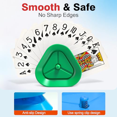 Playing Card Holders 8 Pack - Triangle Hands Free Card Holder for Kids, Adults, Seniors | Plastic Card Holders for Poker, Game Nights, Classroom Activities (4 Colors)