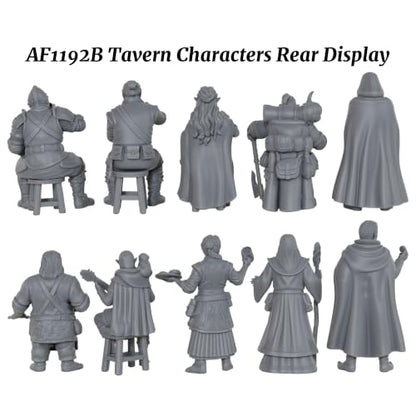 Tabletop RPG Game Human Miniatures Fantasy Tavern Characters AF1192B | 25mm Scale Tabletop Unpainted Miniatures Pack, Fantasy RPG Figure Set, Perfect Role Playing RPG Gift & RPG Accessory - color: Af1192b Tavern Characters