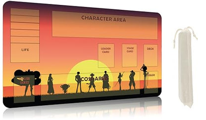 Trading Card Game Playmat – OPTCG Compatible Play Mat with Card Zones, Non-Slip Rubber Base, Stitched Edges, Original Art (Crew) - color: Crew