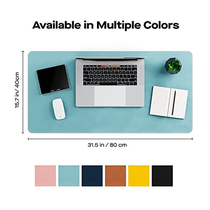 Mobile Pixels PU Leather Protective Desk Mat (Haze Blue) | Spill-resistant, Waterproof, Non-slip base, Stitched Large Extended Pad, Mouse and Monitors for the Home/Office 31.5"x15.75" - color: Haze Blue