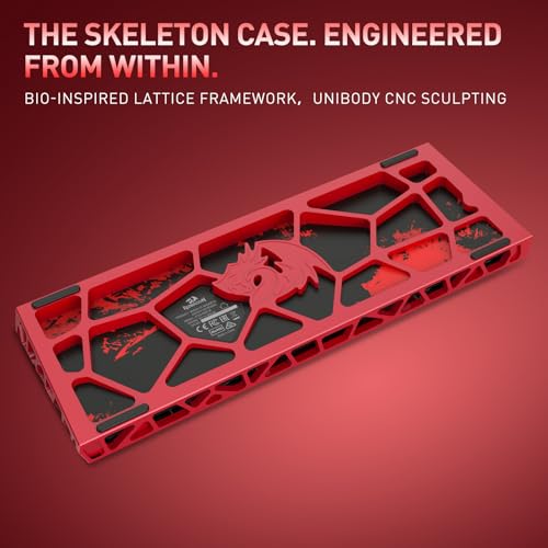 Redragon K753 HE Rapid Trigger Gaming Keyboard, 60% 61 Keys Wired Mechanical Keyboard w/Hype-Red Hollowed-Out Aluminum Base, Next-Gen UltraMag 100% POM Silky Rappid Trigger Magnetic Switch - color: Hype Red (CNC HE Version)