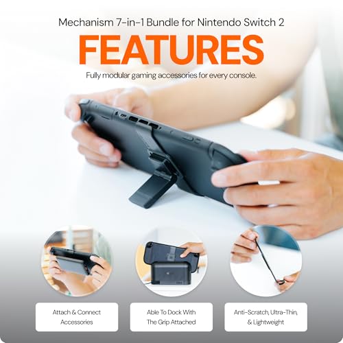 Mechanism 7-in-1 Bundle for Nintendo Switch 2 OLED & LED | Kickstand, Battery, VESA & Wall Mounting Kit | Mount Anything to Your Switch & It to Anything | Case Friendly Accessories - color: Nintendo Switch 2