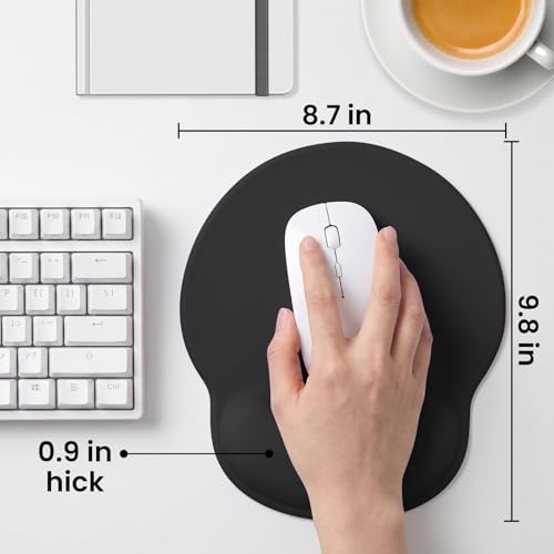 Mouse pad with Wrist Rest,Relieving Pain Memory Foam Computer pad, Ergonomic Desktop Mouse, Silicone Material Mouse pad, with Non-Slip PU Base (Black) - color: black