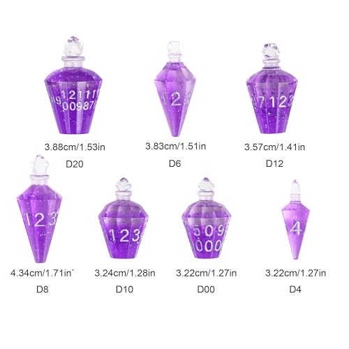 7PCS Potion DND Dice Set,Transparent Sharp Edge Die Set D&D RPG Polyhedral Die,for Dungeons & Dragons, Pathfinder, and TTRPG Roleplaying Games.(Purple) - color: Purple