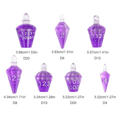 7PCS Potion DND Dice Set,Transparent Sharp Edge Die Set D&D RPG Polyhedral Die,for Dungeons & Dragons, Pathfinder, and TTRPG Roleplaying Games.(Purple) - color: Purple