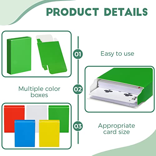 Jexine 50 Pieces Playing Card Box Deck Boxes Empty Playing Case Card Holder Bulk Organize Storage Board Game Box Fits Baseball Trading (Red,Yellow,Green,Blue,White) - color: Red, Yellow, Green, Blue, White