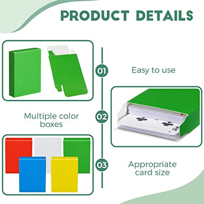 Jexine 50 Pieces Playing Card Box Deck Boxes Empty Playing Case Card Holder Bulk Organize Storage Board Game Box Fits Baseball Trading (Red,Yellow,Green,Blue,White) - color: Red, Yellow, Green, Blue, White