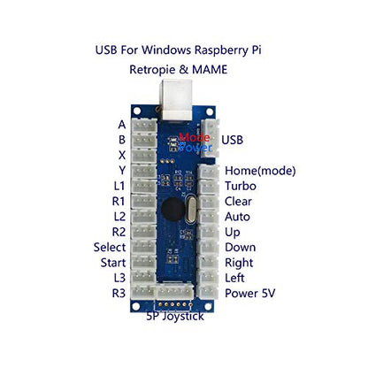 Arcade Game Stick DIY Kit with Logo LED Buttons, 8-Way Joystick, USB Encoder Cable Controller for PC, MAME, Raspberry Pi, Android - color: mix