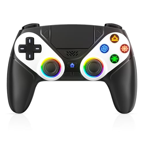 Nonbliep LED Wireless Controller for PS5, Compatible with PS5/PC, Dual Vibration, Macro/Turbo Function, 3.5mm Audio Jack, 6-Axis Motion Control Gamepad with Speaker - color: Black