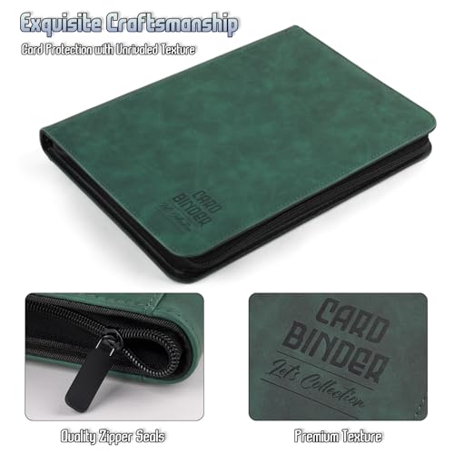 Trading Card Binder, Premium 9 Pocket Double Sided 540 Pocket PU Card Collection Binder, Collectible Trading Card Albums for MTG, TCG, Sport Card, Game Cards (Dark Green) - color: Dark Green
