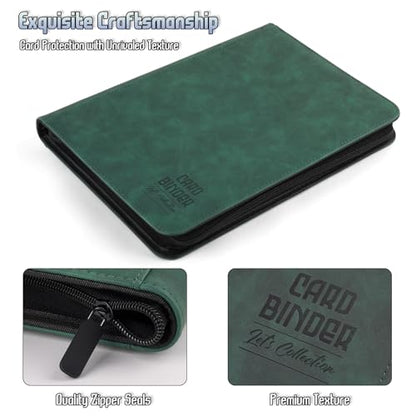 Trading Card Binder, Premium 9 Pocket Double Sided 540 Pocket PU Card Collection Binder, Collectible Trading Card Albums for MTG, TCG, Sport Card, Game Cards (Dark Green) - color: Dark Green