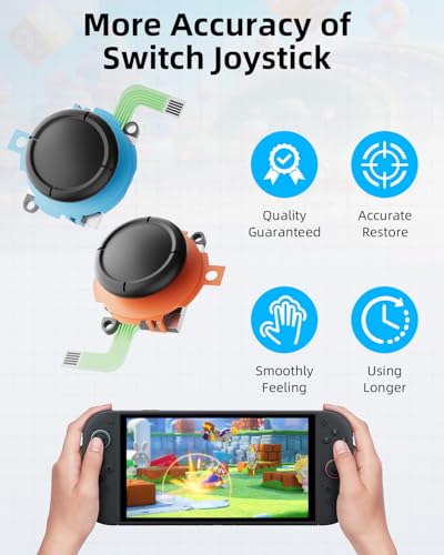 Joystick Replacement Kit for Nintend0 Switch2 Joycon(22 in one), Repair Kit for Switch2, Include 2 Thumbsticks, Drift Fix Tools Y / +Screwdriver, Tweezers, Pry Tools, 14 Thumbstick Grips - color: black-22 in one