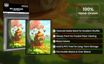 100% Hand-Drawn (Honey Pot) 65 ct Textured Matte TCG/MTG Art Card Sleeves by Realm Guard - style: Honey Pot
