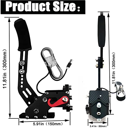 64Bit USB Handbrake SIM for XBOX ONE Racing Games - Compatible with G920, Fanatec, OSW, Dirt Rally - Without Clamp - Black Stainless Steel Fixed Plate - color: Black-With Black Stainless Steel Fixed Plate