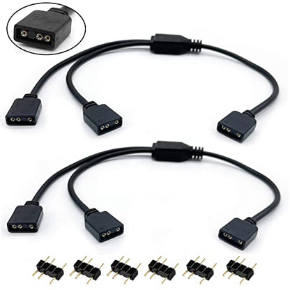 ARGB Splitter Cable, 1-to-2 Female to Female 5V 3 Pin Addressable RGB Splitter Extension Cable ARGB LED Sync Cable for Extend PC Computer ARGB Fans Or ARGB LED Series (2 Pack) - style: 1-to-2