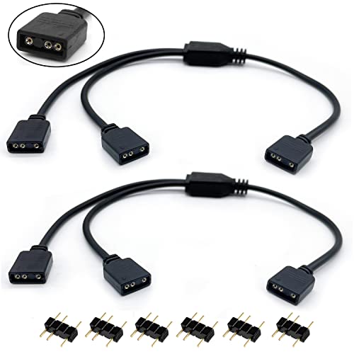 ARGB Splitter Cable, 1-to-2 Female to Female 5V 3 Pin Addressable RGB Splitter Extension Cable ARGB LED Sync Cable for Extend PC Computer ARGB Fans Or ARGB LED Series (2 Pack) - style: 1-to-2