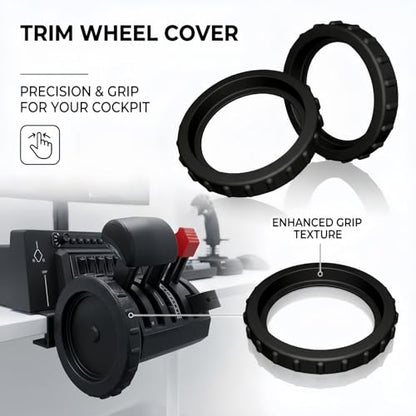 Trim Wheel Cover Compatible with Honeycomb Bravo Throttle Quadrant, Anti-Slip Grip Control Accessory for Flight Simulation, Professional GA Cockpit Upgrade, 2pc