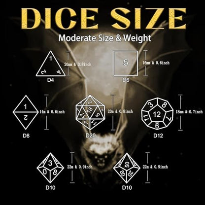 ZHOORQI Metal DND Dice 7Pcs Bat Design Polyhedral Die Set(BF-Bronze) | Sharp Edge D and D Dice for Dungeons and Dragons DM RPGs Gift Gaming Collection - color: Bat-bronze