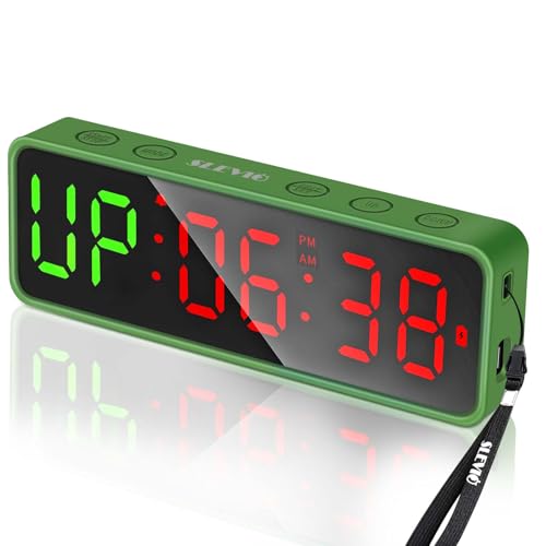 Small Gym Timer Clock Stopwatch Magnetic Workout Interval Timer, Large LED Digital Display, Home Accessories Countdown Clock for Home Gym Garage Schools (Matte Green) - color: Matte Green