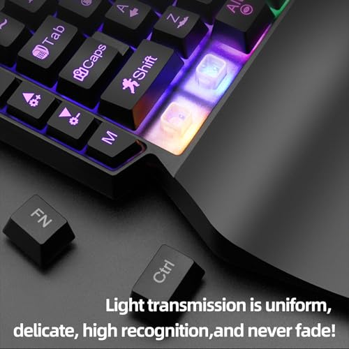 Wired One Handed Gaming Keyboard, 40 Keys RGB Backlit Portable Mini Gaming Keypad with Wrist Rest, Multimedia Keys, USB Plug and Play for FPS MOBA Game Simulator