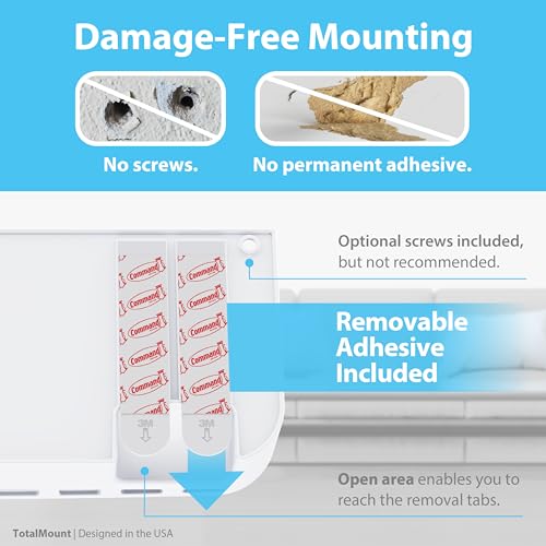 TotalMount Drop-Free Remote Holder – Removable Adhesive Strips – Pro White | Designed in the USA – Simply Put the Remotes In – No Tricky Magnet Alignment Needed (Holds 5 or 6 Remote Controls) - color: For 5 or 6 Remotes – Premium White