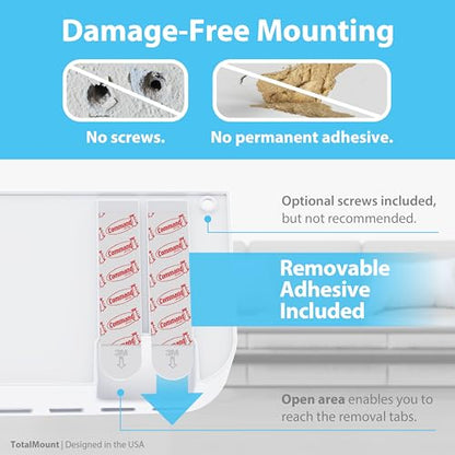 TotalMount Drop-Free Remote Holder – Removable Adhesive Strips – Pro White | Designed in the USA – Simply Put the Remotes In – No Tricky Magnet Alignment Needed (Holds 5 or 6 Remote Controls) - color: For 5 or 6 Remotes – Premium White
