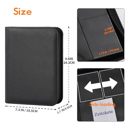 4 Pocket Trading Card Binder, Ringless Card Binder with Zipper for TCG and Sport Cards Collections, Holds 160 Cards with Side-Loading Pages, Red - color: 2.Red - 4 Pocket - 160 Slots