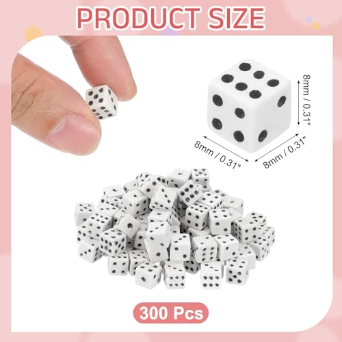 uxcell 300Pcs Mini Dice, 8mm/0.31" Acrylic Tiny Six Side Game Dot Square Dice Bulk for Table Board Game Party Activities, Light Beige/Black - color: Light Beige/Black, size: 8mm/0.31"