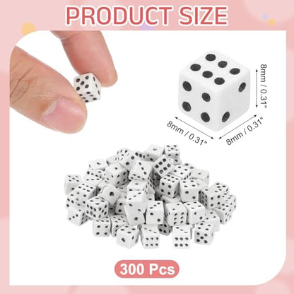 uxcell 300Pcs Mini Dice, 8mm/0.31" Acrylic Tiny Six Side Game Dot Square Dice Bulk for Table Board Game Party Activities, Light Beige/Black - color: Light Beige/Black, size: 8mm/0.31"