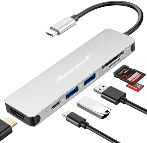Hiearcool USB C Hub, 7-in-1 USB C Dongle for MacBook, HDMI, PD, Sliver - color: 7in1-Sliver White