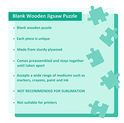 48 Piece Blank Puzzle with Tray to Draw on, Each Piece is Unique, Custom Puzzle 14.2x10.6 Inches for Crafts & DIY, Make Your Own Wooden Jigsaw Puzzles
