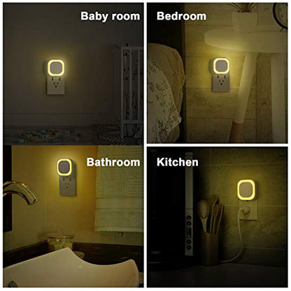 2 Pack Warm White Night Light, Gentle Eye-Care with Dimmable Soft Glow & Indirect Reflection, Auto Dusk to Dawn Sensor, Plug in Nightlight for Nursery, Kids Room, Bedroom, Hallway | Auto Dusk to Dawn Sensor, Eye-Care Reflected Glow, LED Nightlight Plug in